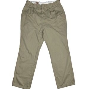 Dickies Mens Pleated Front Elastic Waist Khaki Pants‎ Trousers